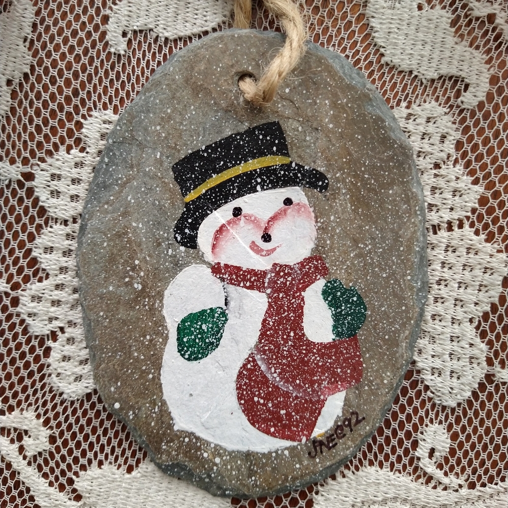 Plain Jane Slate Holiday Snowman  Decor